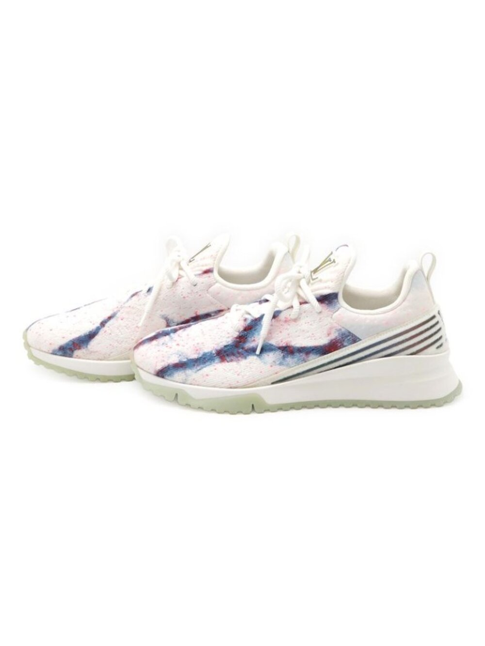 Louis Vuitton Vnr Line Sneakers Fabric White Blue Pink 7 1 2 Size - Picture 2 of 7